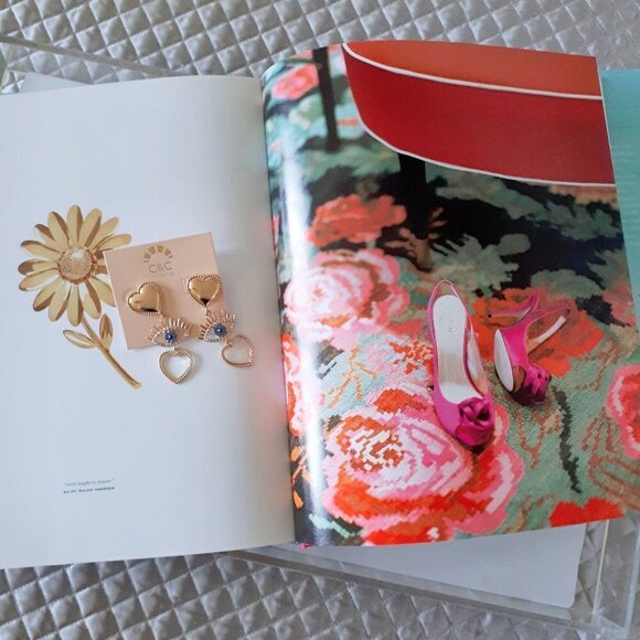 NWOT C&C California gold heart & evil eye earrings - Picture 2 of 7